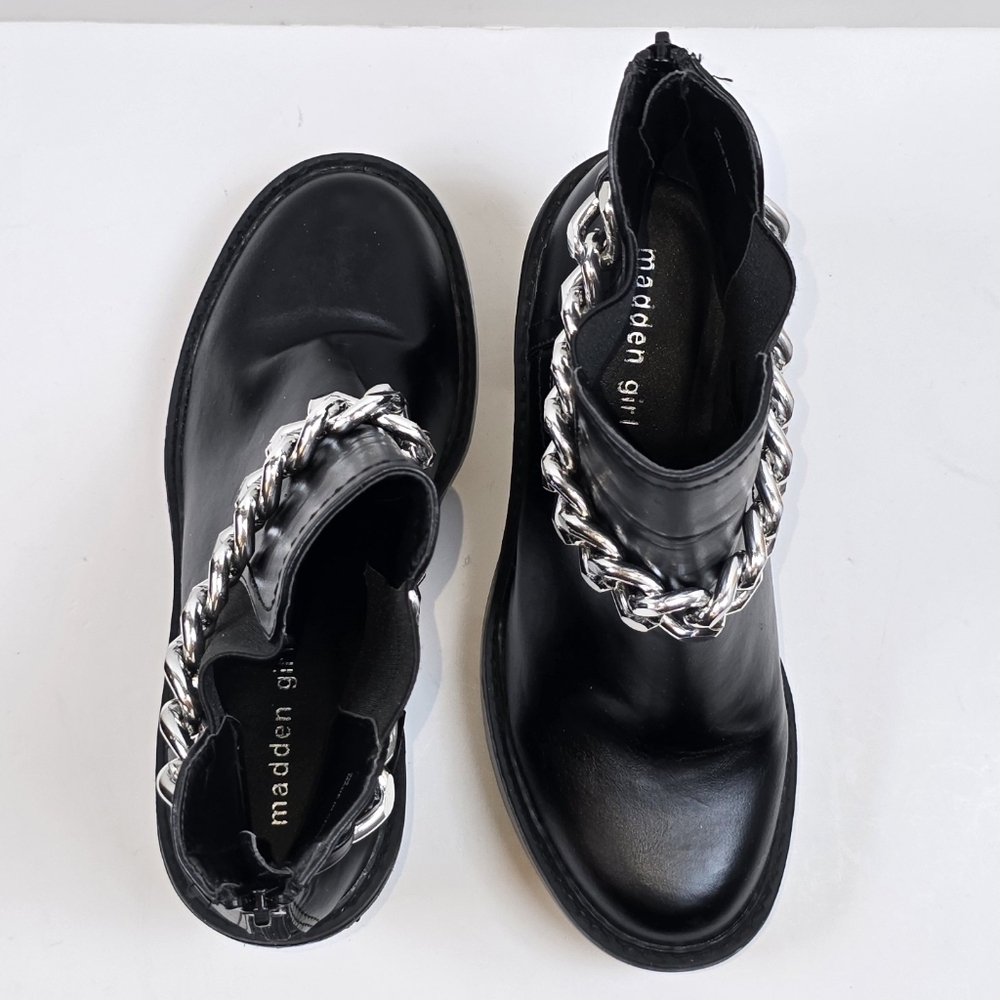 Madden Girl Chunky Platform Ankle Boots Chain Detail Lug Sole Size 9 Punk Goth - Picture 11 of 14